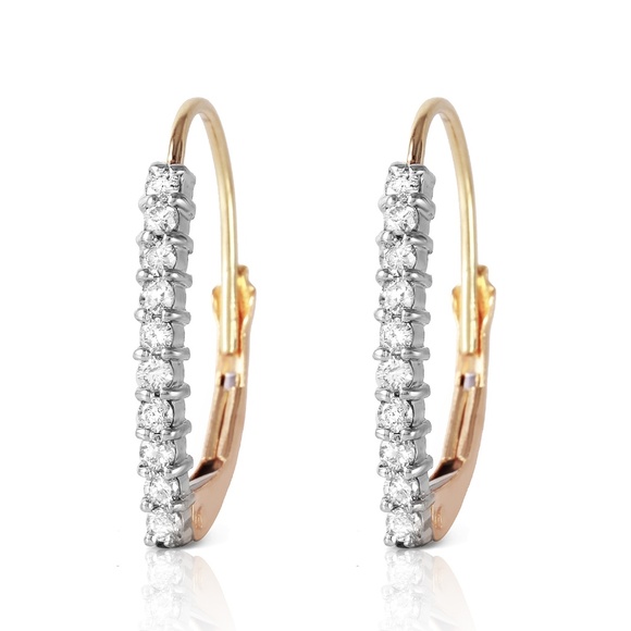 Galaxy Gold Products Jewelry - 14K GOLD LEVER BACK EARRINGS WITH NATURAL DIAMONDS